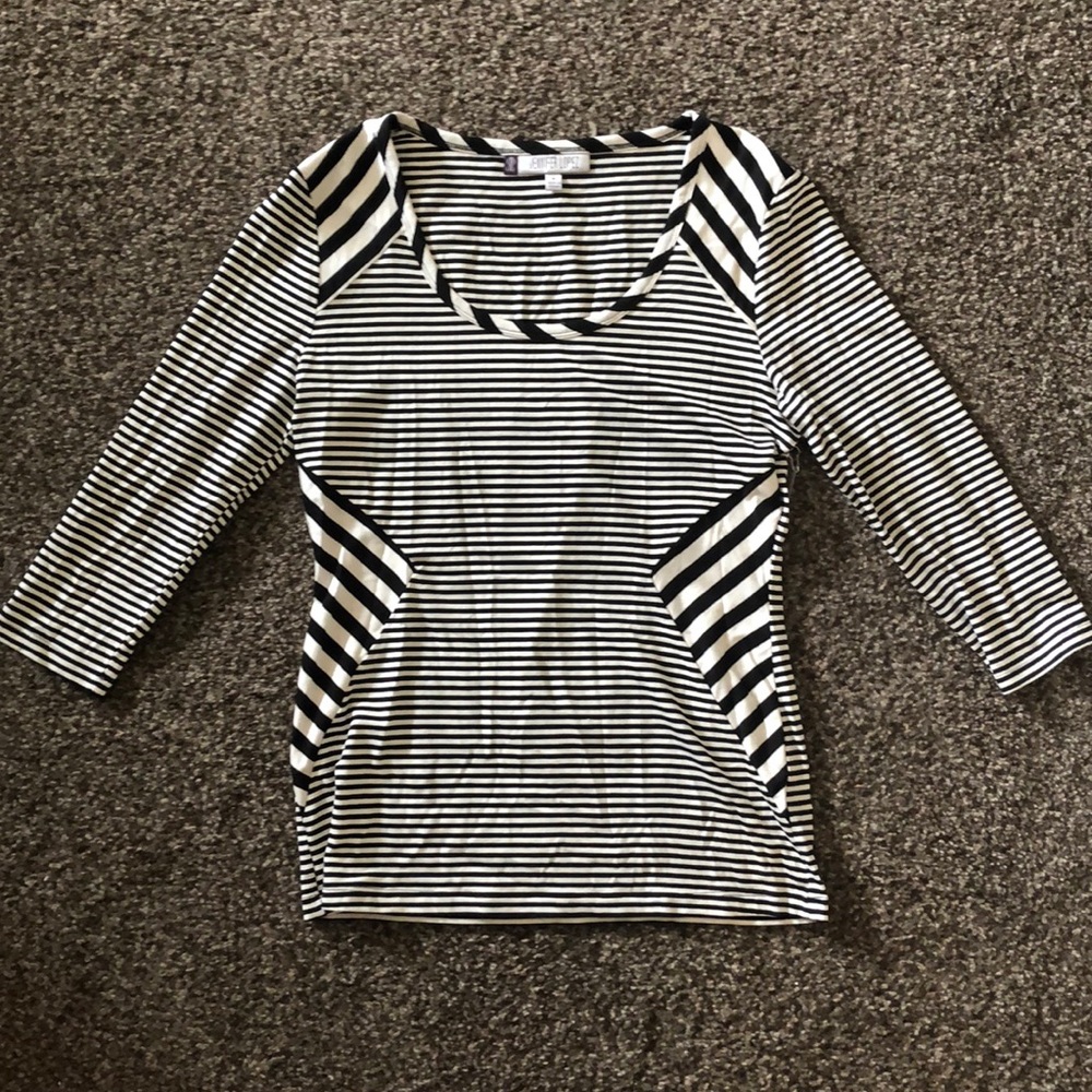 Jennifer Lopez Striped Pieced Top B&W Size M
